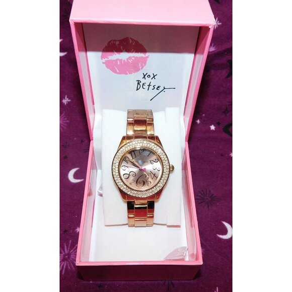 Betsey Johnson Rose Gold Rhinestone Watch main image 6